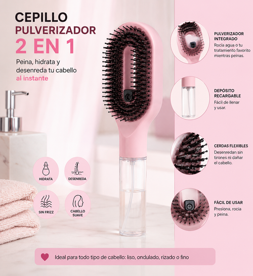 Cepillo Desenredante Rociador 2 en 1 | Desenreda Sin Dolor Ni Tirones