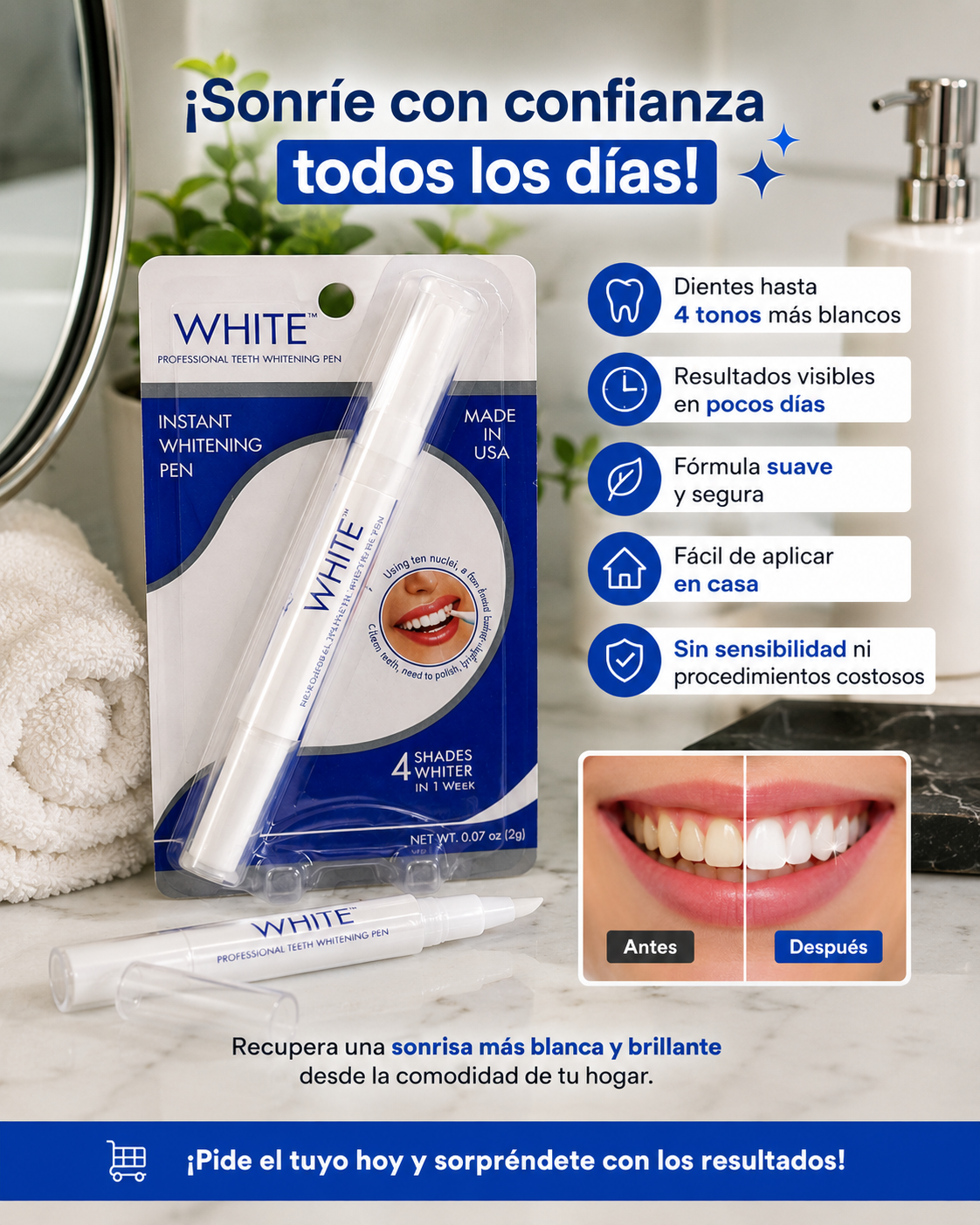 Gel Blanqueador Dental:¡Sonríe con confianza todos los días!